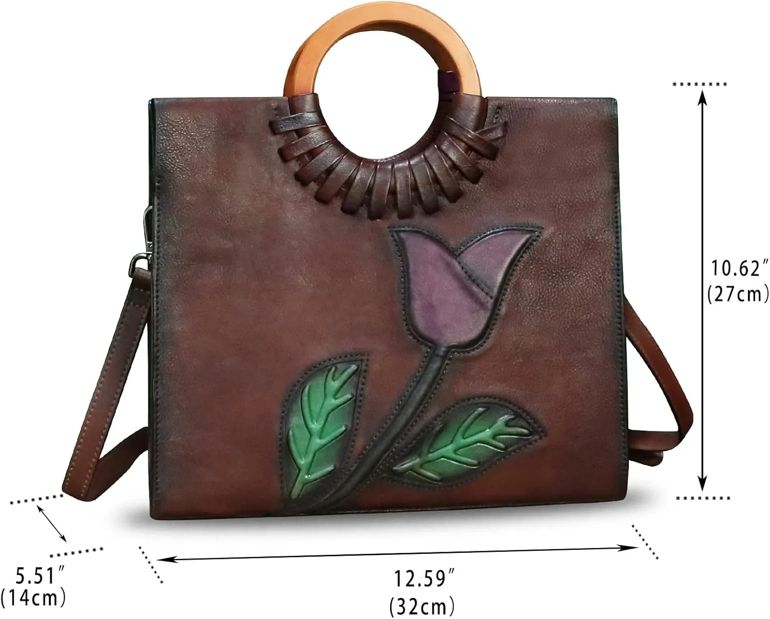Genuine Leather Top Handle Handbag for Women Vintage Satchel Retro Cowhide Handmade Crossbody Bag Purses