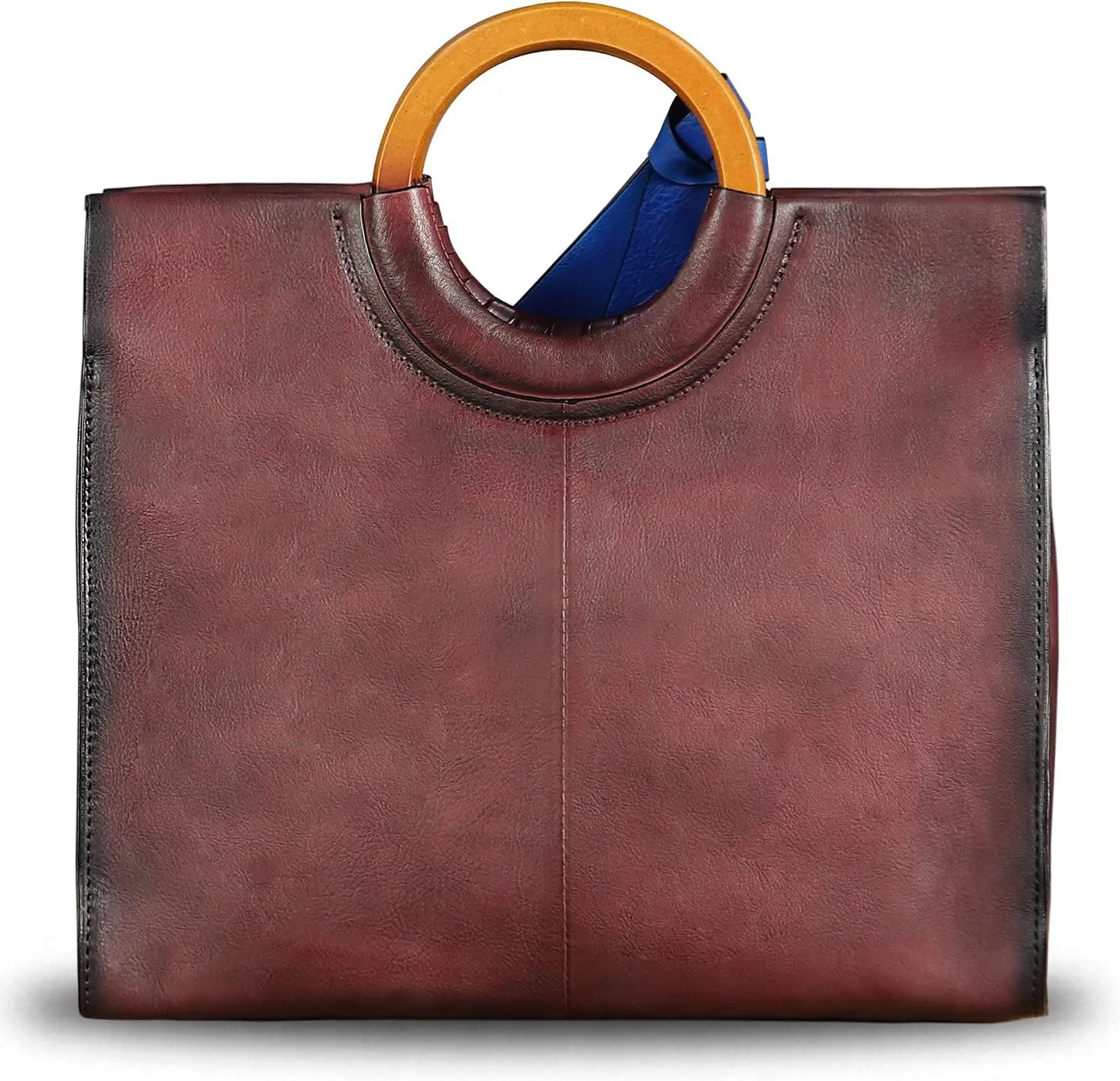 Genuine Leather Top Handle Handbag for Women Vintage Satchel Retro Cowhide Handmade Crossbody Bag Purses
