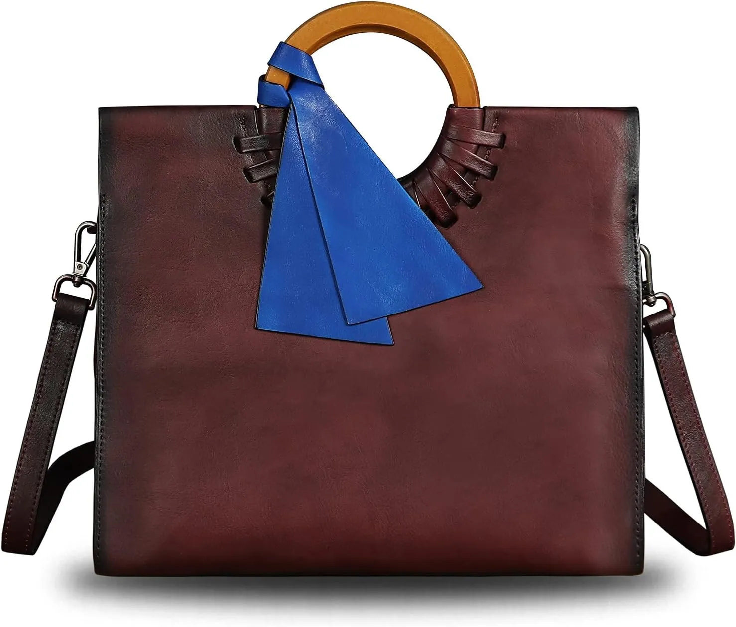 Genuine Leather Top Handle Handbag for Women Vintage Satchel Retro Cowhide Handmade Crossbody Bag Purses