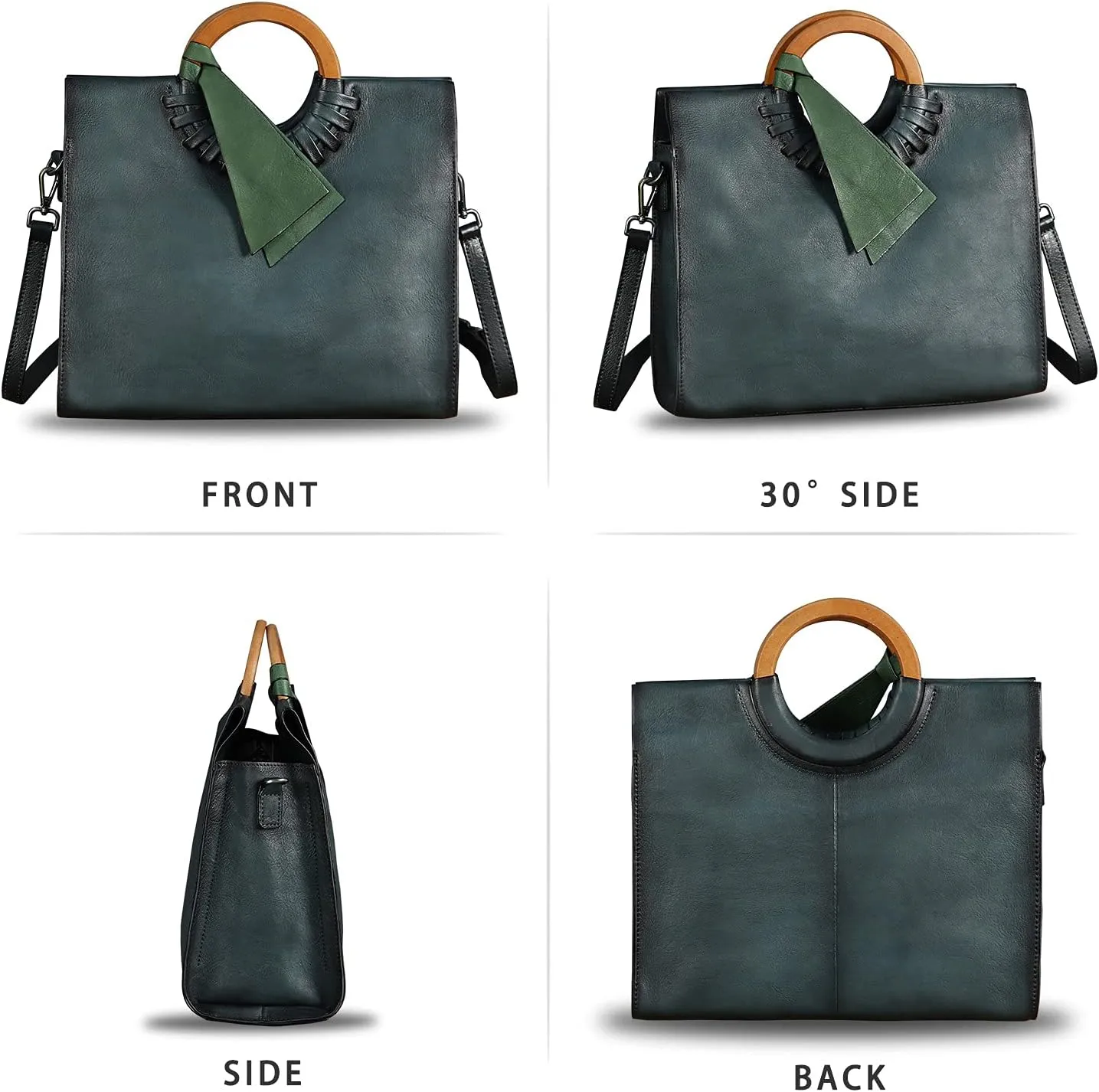 Genuine Leather Top Handle Handbag for Women Vintage Satchel Retro Cowhide Handmade Crossbody Bag Purses
