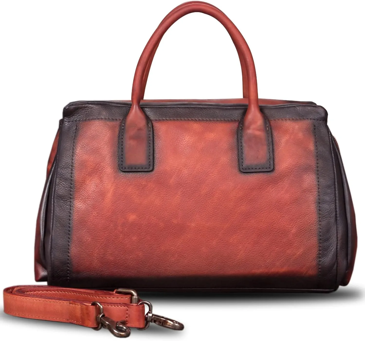 Genuine Leather Top Handle Handbag Satchel for Women Handmade Vintage Handbags Purse Retro Cowhide Crossbody Hobo Bag Purse