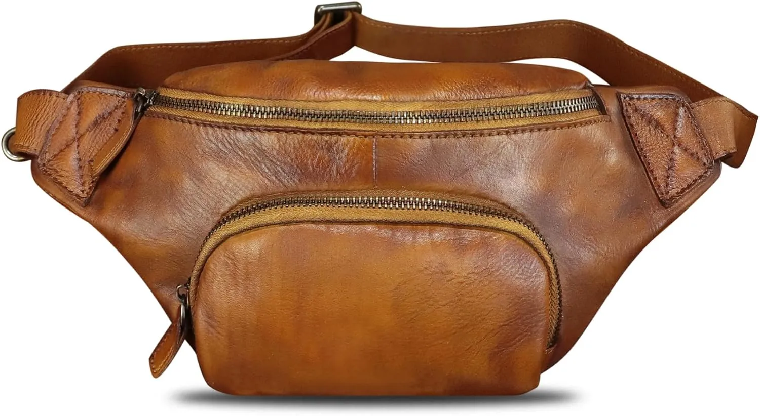 Genuine Leather Waist Bag Hip Bag Fanny Packs for Women and Men Real Leather Fanny Bag Sling Bag Crossbody Bags Chest Purses (Brown)