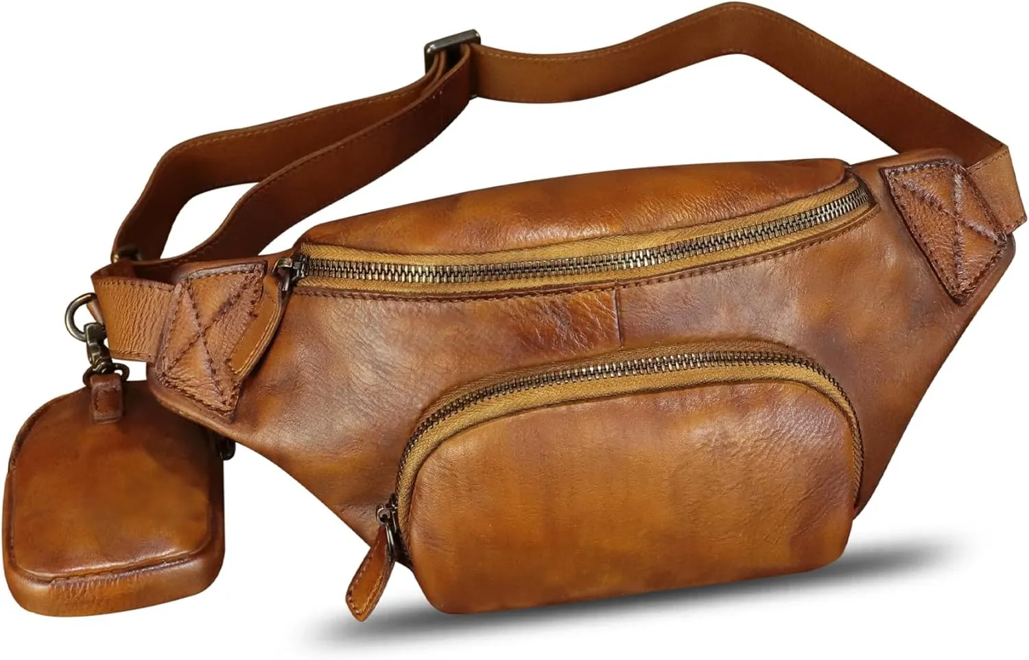 Genuine Leather Waist Bag Hip Bag Fanny Packs for Women and Men Real Leather Fanny Bag Sling Bag Crossbody Bags Chest Purses (Brown)