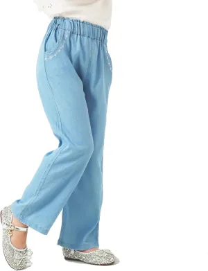 Girls Pants with Pockets Pull On Lightweight Bell Bottoms Straight Leg Baggy Jeans for Girls Flare School Pants