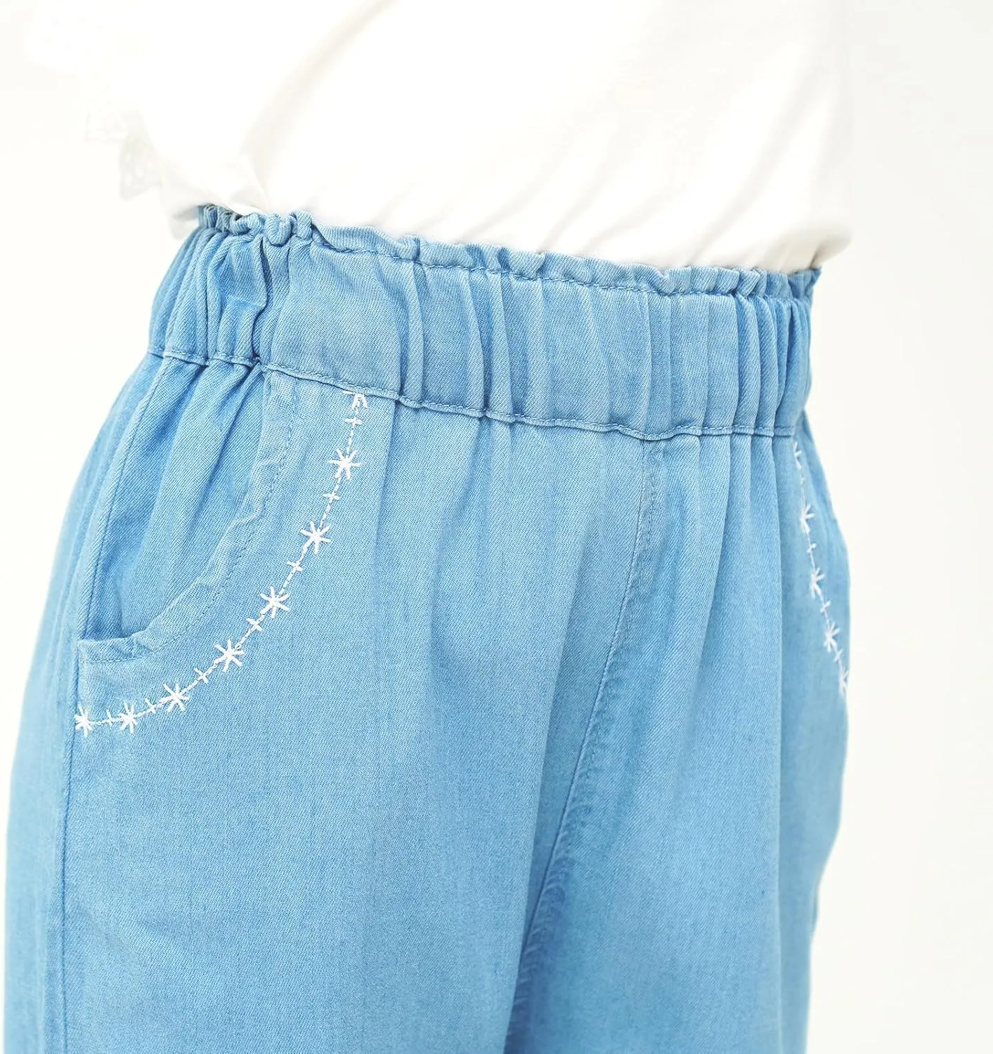 Girls Pants with Pockets Pull On Lightweight Bell Bottoms Straight Leg Baggy Jeans for Girls Flare School Pants