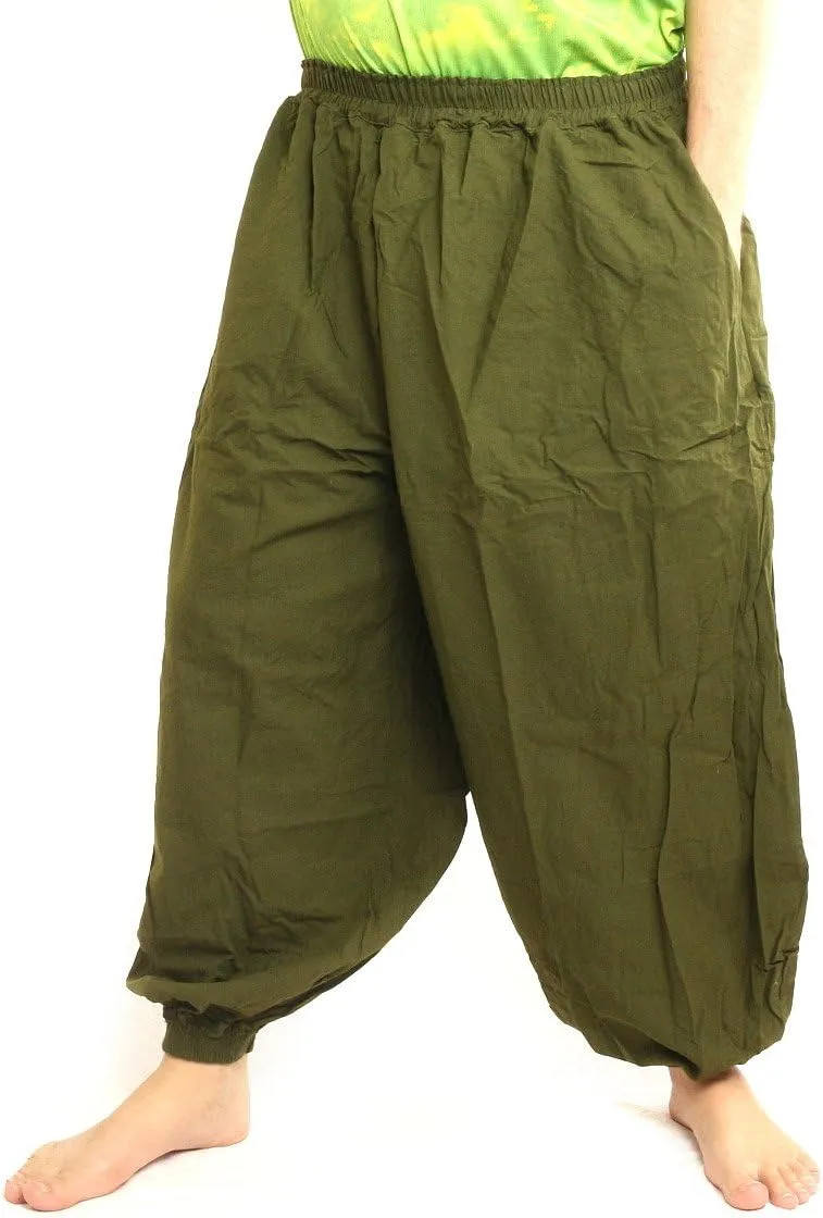 High Cut Balloon Harem Pants One Size Cotton Unisex for Men and Women 