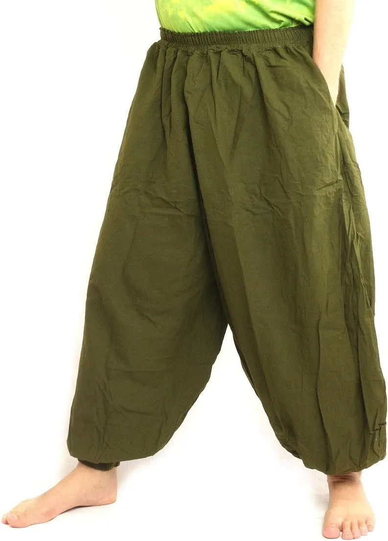 High Cut Balloon Harem Pants One Size Cotton Unisex for Men and Women 