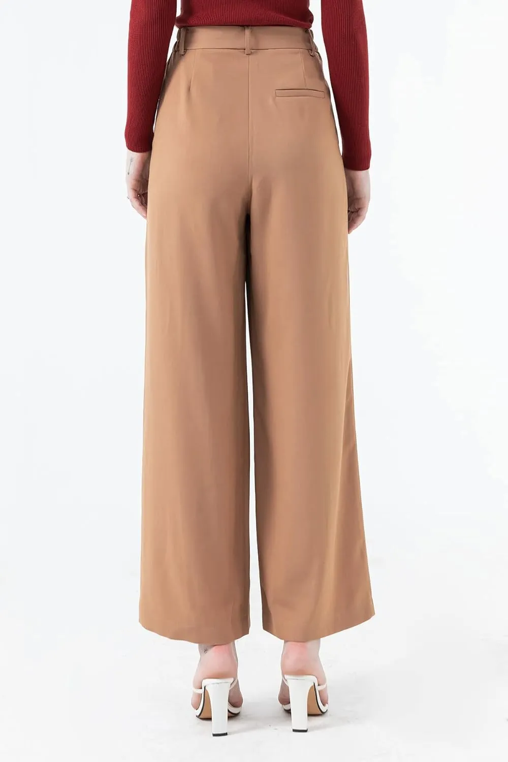 High Waisted Petite Wide Leg 70s Work Pants Palazzo for Office Casual Business Women