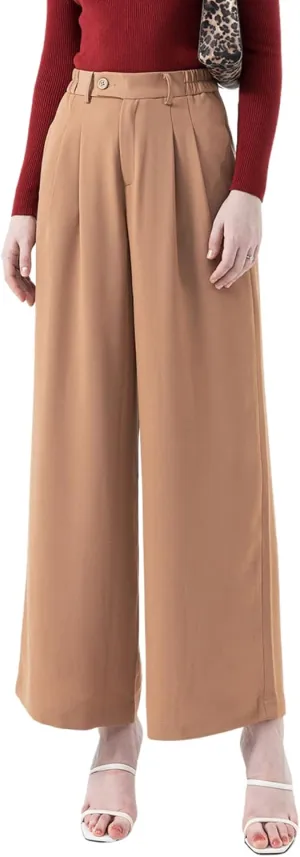 High Waisted Petite Wide Leg 70s Work Pants Palazzo for Office Casual Business Women