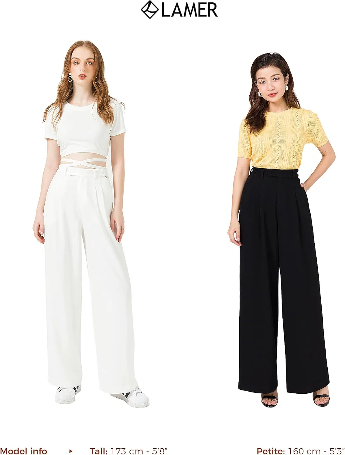 High Waisted Petite Wide Leg 70s Work Pants Palazzo for Office Casual Business Women