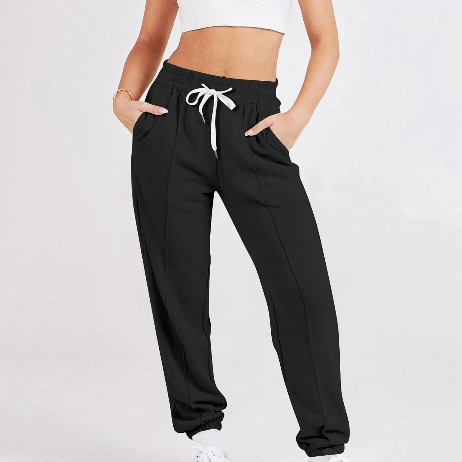 Hiking Pants Women Lightweight Sweatpants Baggy Drawstring High Waist Sweat Pants Summer Bottom Jogging Trousers