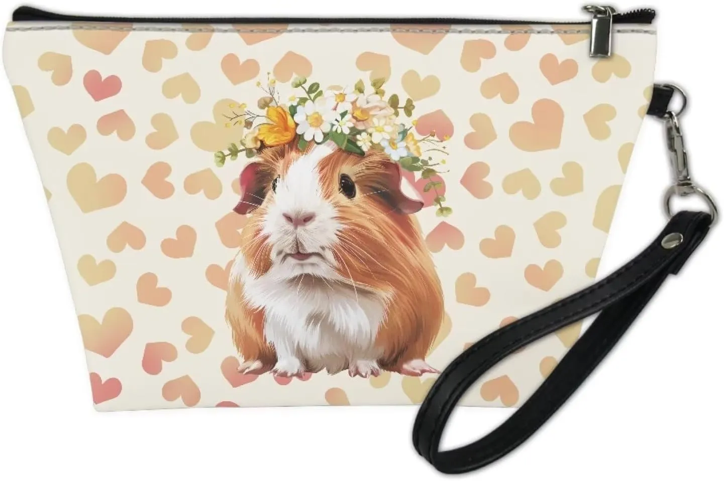 HUGS IDEA Cute Guinea Pig Print Travel Makeup Bag for Women Gifts Cosmetic Bag Portable Zipper Pouch Luggage Accessories Toiletry Small Makeup Bag