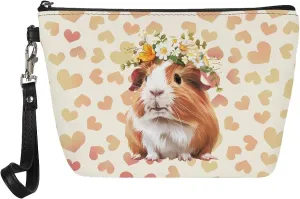 HUGS IDEA Cute Guinea Pig Print Travel Makeup Bag for Women Gifts Cosmetic Bag Portable Zipper Pouch Luggage Accessories Toiletry Small Makeup Bag