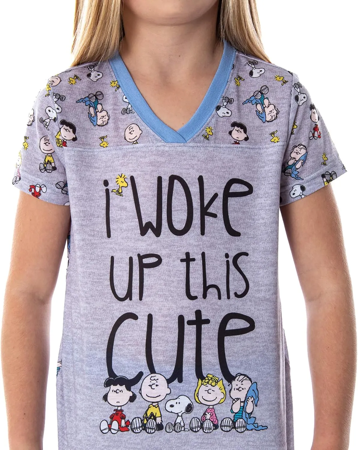 INTIMO Peanuts Girls' Woke Up This Cute Pajamas Shirt And Pants 2 Piece PJ Jogger Pajama Set