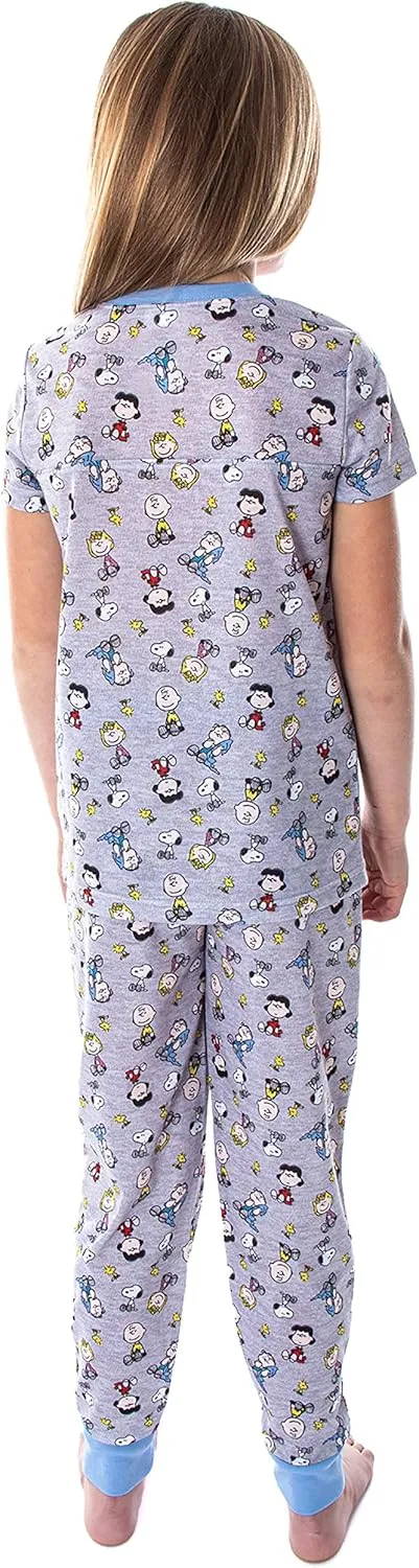 INTIMO Peanuts Girls' Woke Up This Cute Pajamas Shirt And Pants 2 Piece PJ Jogger Pajama Set