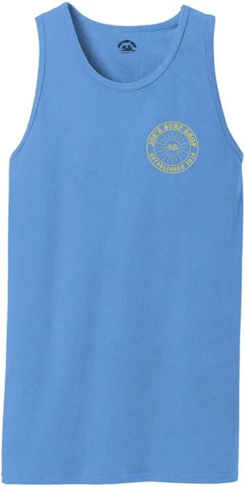 JOES SURF SHOP Mens Graphic Logo Collection Beach Wash Garment-Dyed Tank Tops in S-4XL