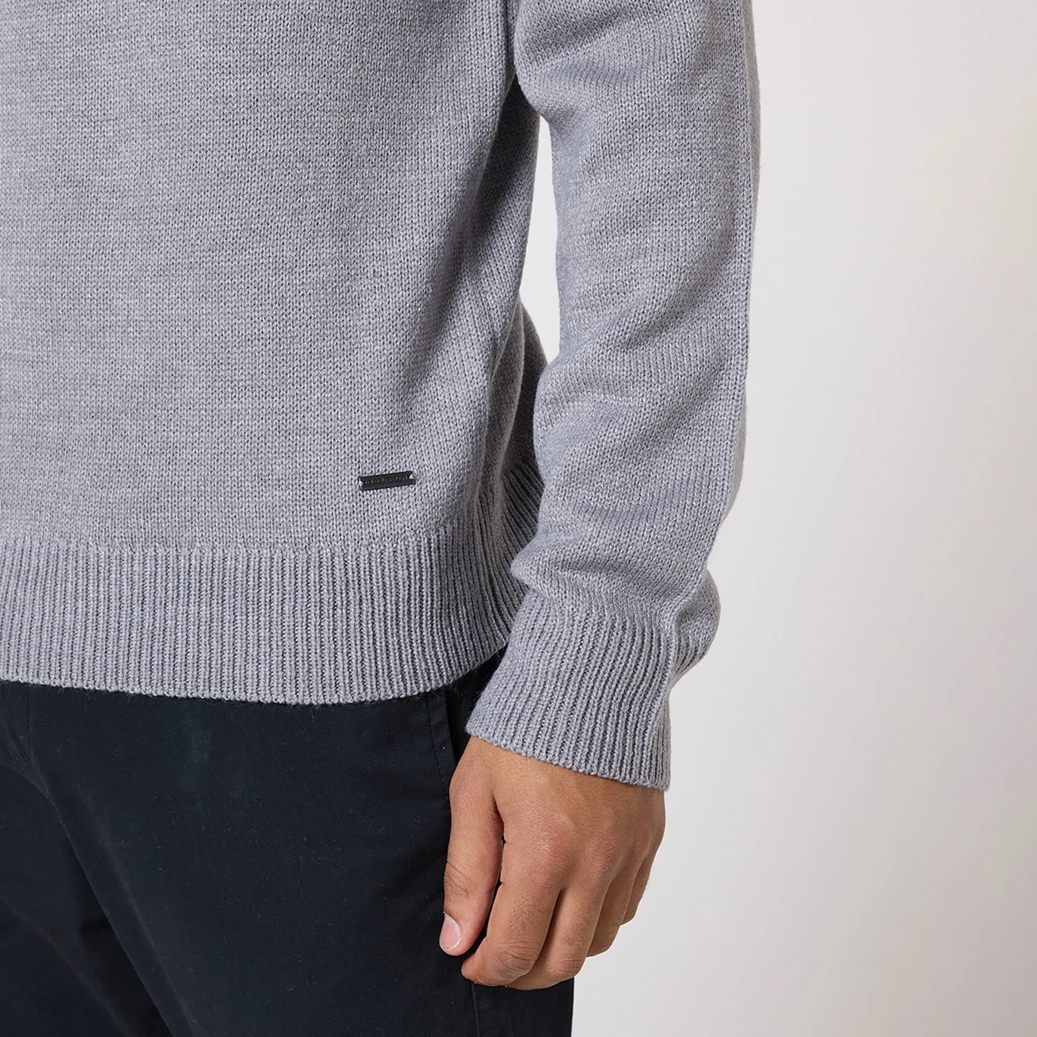 Knit 1/4 Zip Funnel Neck | Grey