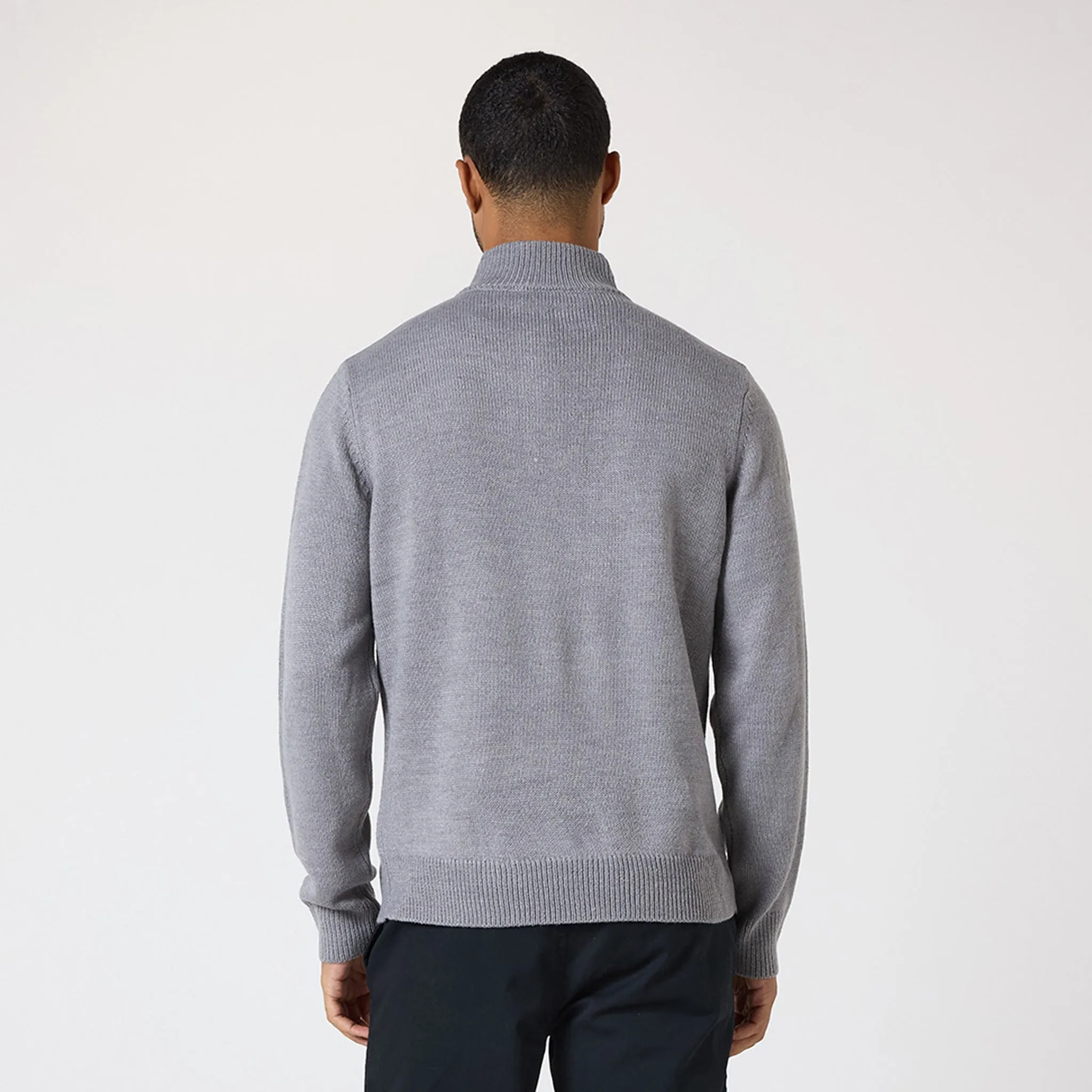 Knit 1/4 Zip Funnel Neck | Grey