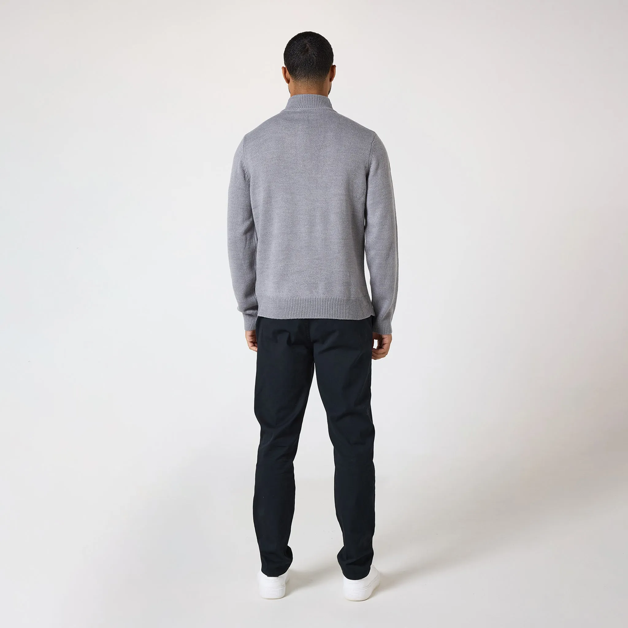 Knit 1/4 Zip Funnel Neck | Grey