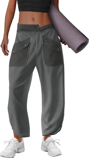 LAMISSCHE Oversized Barrel Lounge Pants Women Wide Leg Sweatpants with Pockets Baggy Cropped Pants
