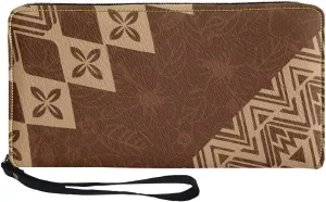 Large Capacity Wristlet Wallet with American Tribal Aztec Navajo Pattern Zip Around Clutch Wallet PU Leather Ladies Travel Long Purse Durable Credit Card Holder Shopping Coin Pocket