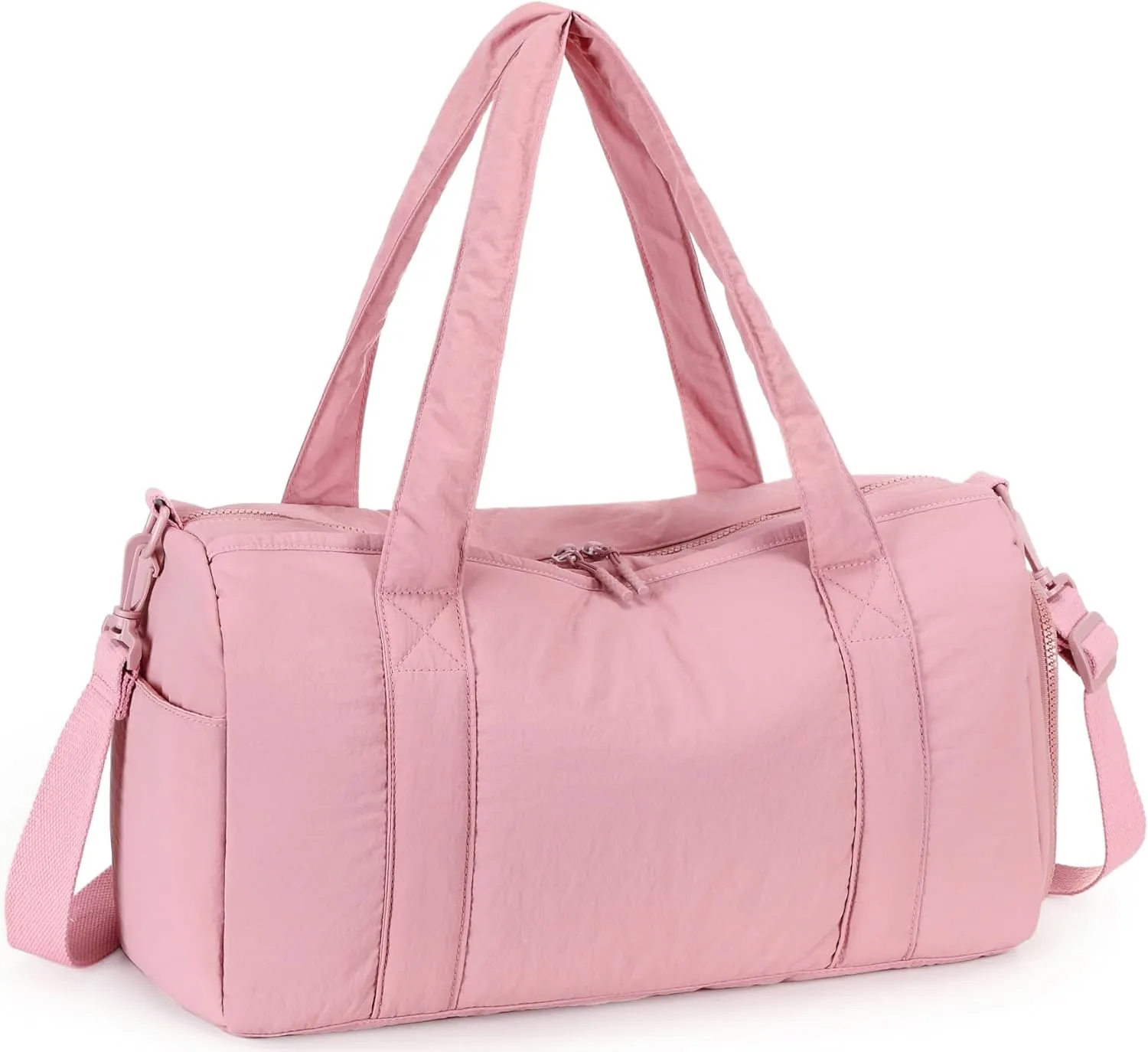 LEDAOU Duffle Bag for Travel, Puffer Gym Bag for Women, Lightweight Carry-on Tote, Weekender Overnight Bag with Wet Pocket, Workout Bag(Pink)