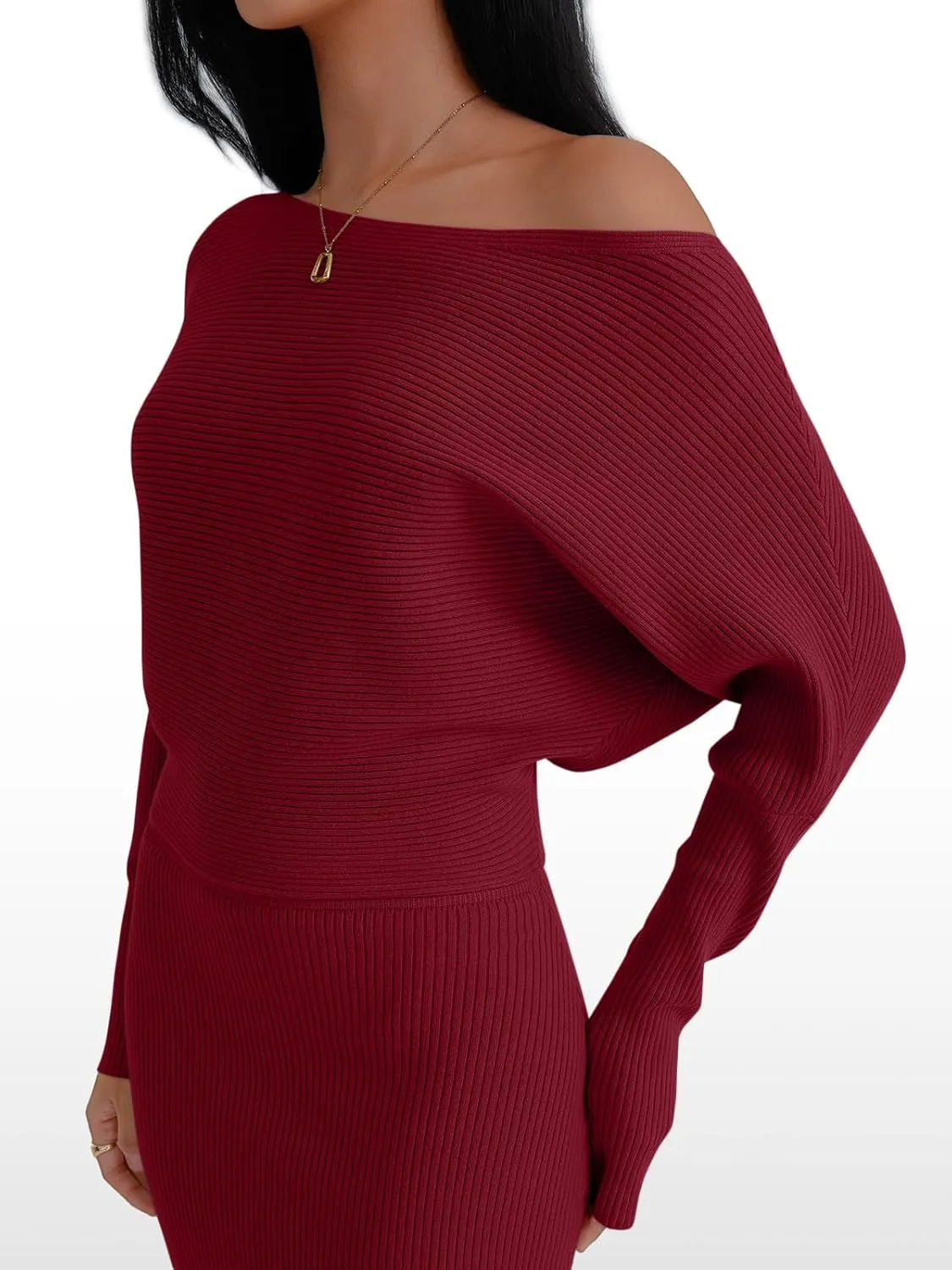 LILLUSORY Womens Fall Sweater Dresses Off The Shoulder Winter Clothes Long Sleeve 2025 Midi Plus Size Fashion Outfits Party