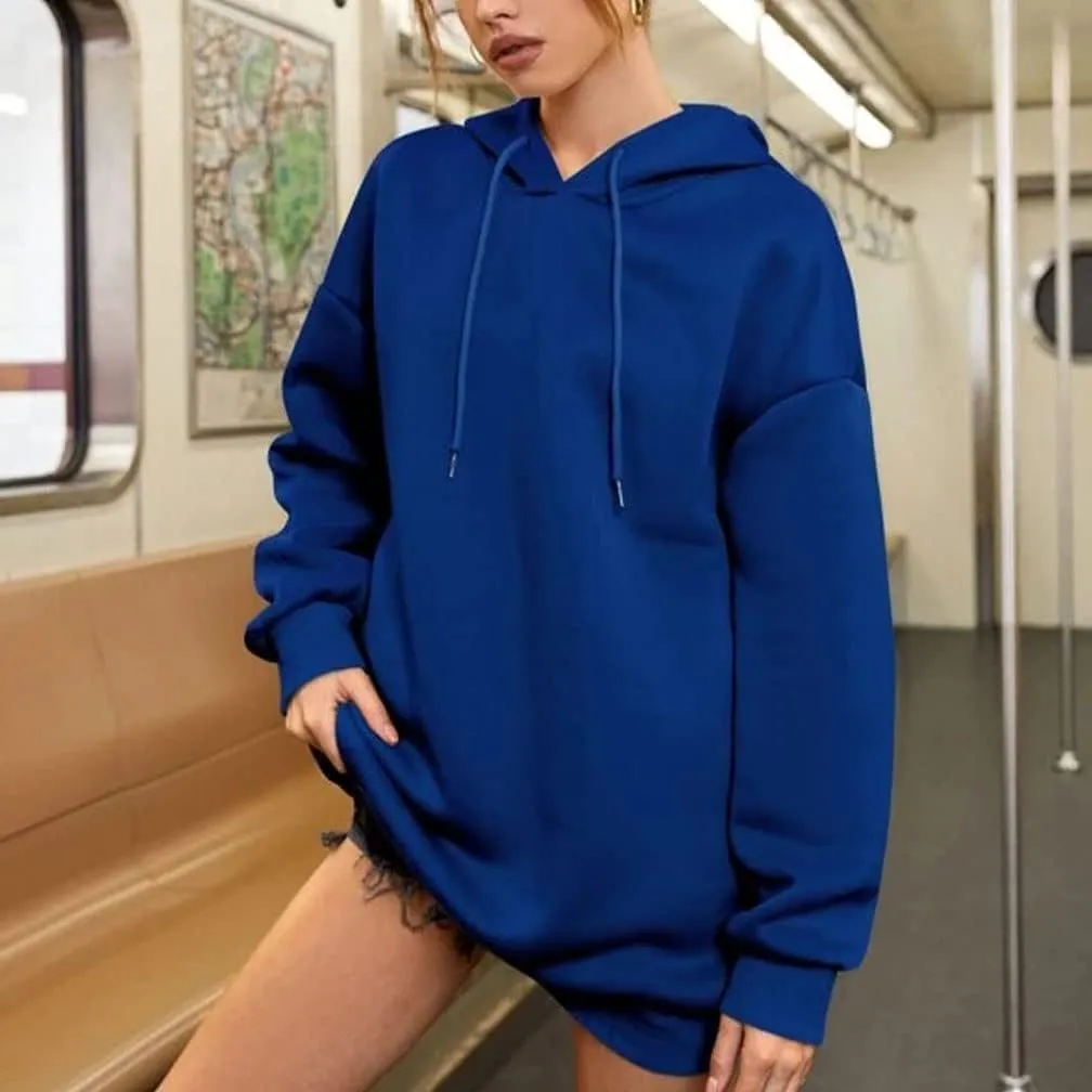 LOFAAC Women Oversized Fleece Letter Graphic Print Hoodie Sweatshirt Drop Shoulder Drawstring Hooded Pullover Jumper