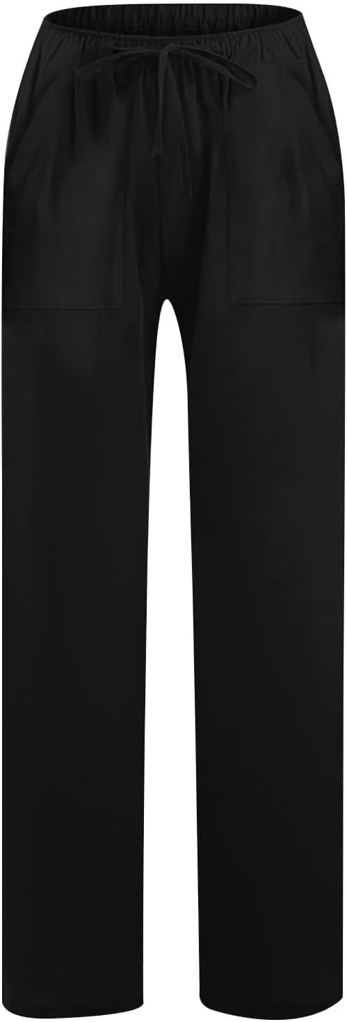 LRMQS Beach Pants for Women Trendy 2025 Lounge Loose Drawstring Elastic Waist Pant Trousers Casual Summer Slacks Clothes