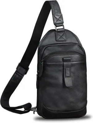 LRTO Genuine Leather Silng Bag for Men and Women Retro Leather Sling Backpack Purse Shoulder Crossbody Bag Chest Bag