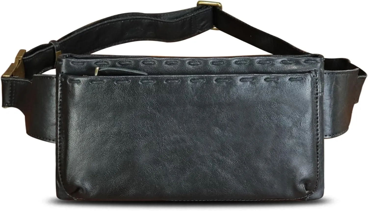 LRTO Genuine Leather Waist Bag Fanny Packs Hip Bag for Women and Men Real Leather Small Fanny Bag Sling Bag Crossbody Bags Chest Purses (Black), LRTO-15006
