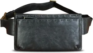 LRTO Genuine Leather Waist Bag Fanny Packs Hip Bag for Women and Men Real Leather Small Fanny Bag Sling Bag Crossbody Bags Chest Purses (Black), LRTO-15006