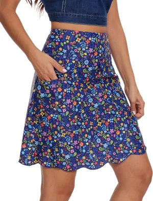 M MOTEEPI 20" Scalloped Hem Golf Skirts for Women with Zipper Pockets Womens Skort Tummy Control