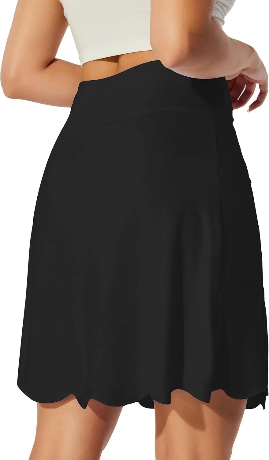 M MOTEEPI 20" Scalloped Hem Golf Skirts for Women with Zipper Pockets Womens Skort Tummy Control