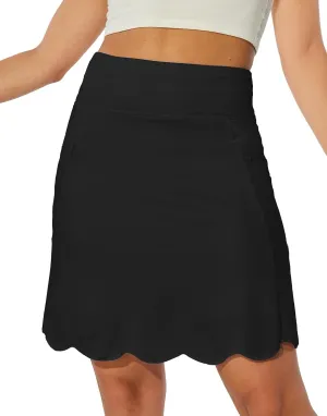 M MOTEEPI 20" Scalloped Hem Golf Skirts for Women with Zipper Pockets Womens Skort Tummy Control