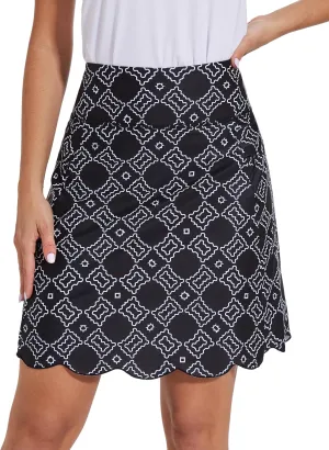 M MOTEEPI 20" Scalloped Hem Golf Skirts for Women with Zipper Pockets Womens Skort Tummy Control