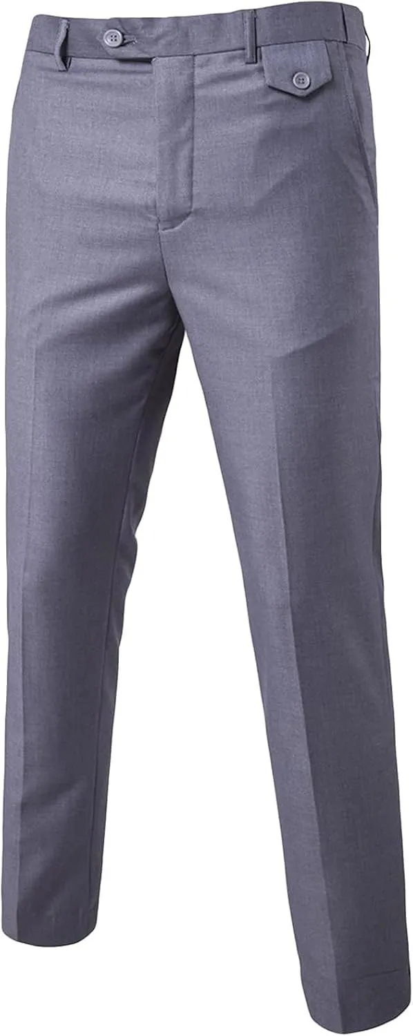 Maiyifu-GJ Men's Casual Business Dress Pants Fashion Slim Fit Suit Pants Stretch Skinny Flat Front Chino Trousers