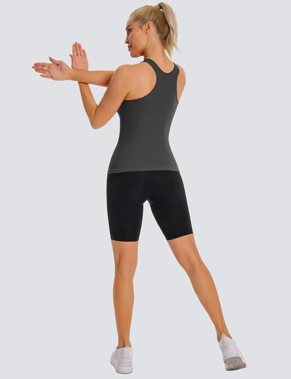 MathCat Seamless Workout Tank Top for Women with Built in Bra, Padded Racerback Athletic Yoga Camisole