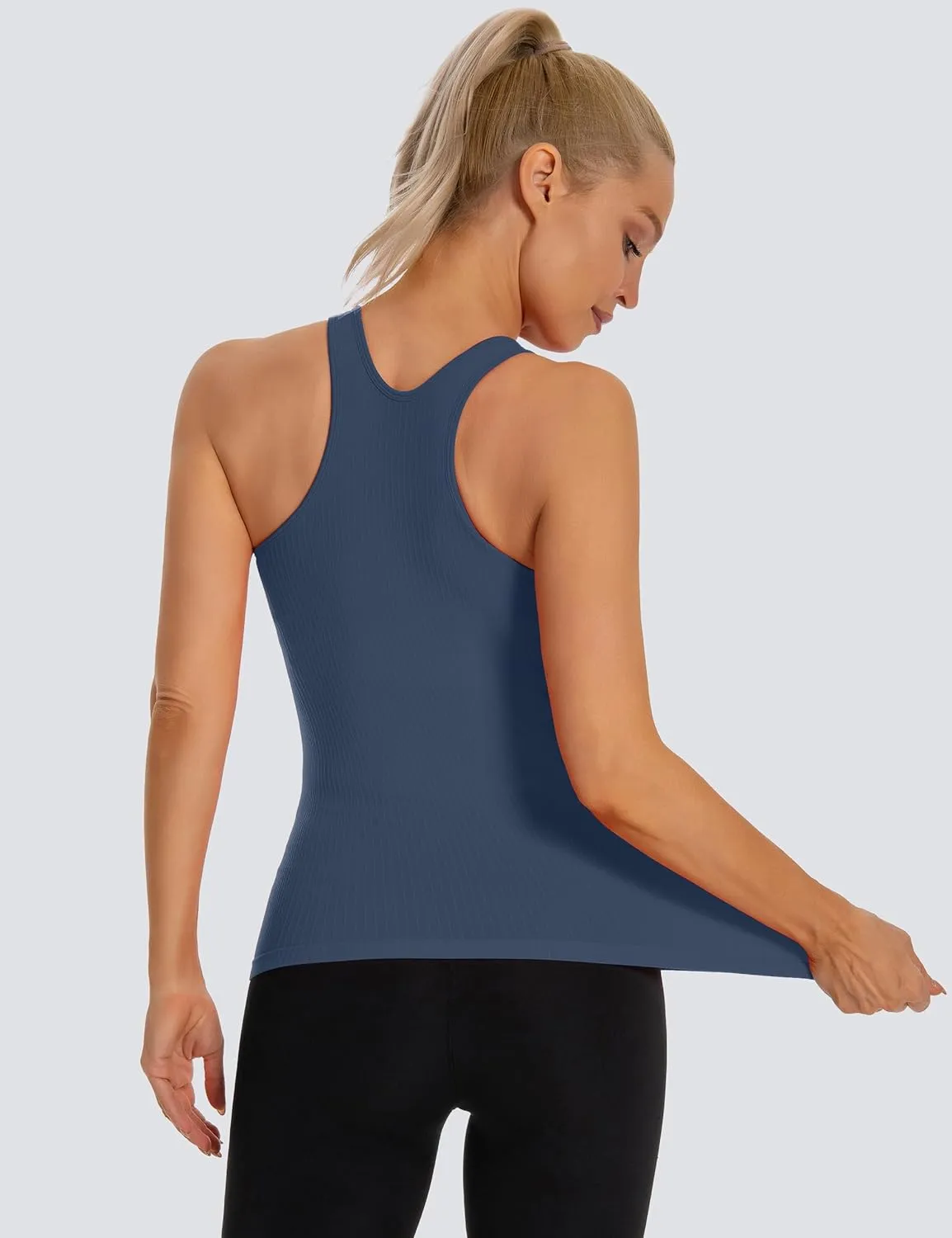 MathCat Seamless Workout Tank Top for Women with Built in Bra, Padded Racerback Athletic Yoga Camisole