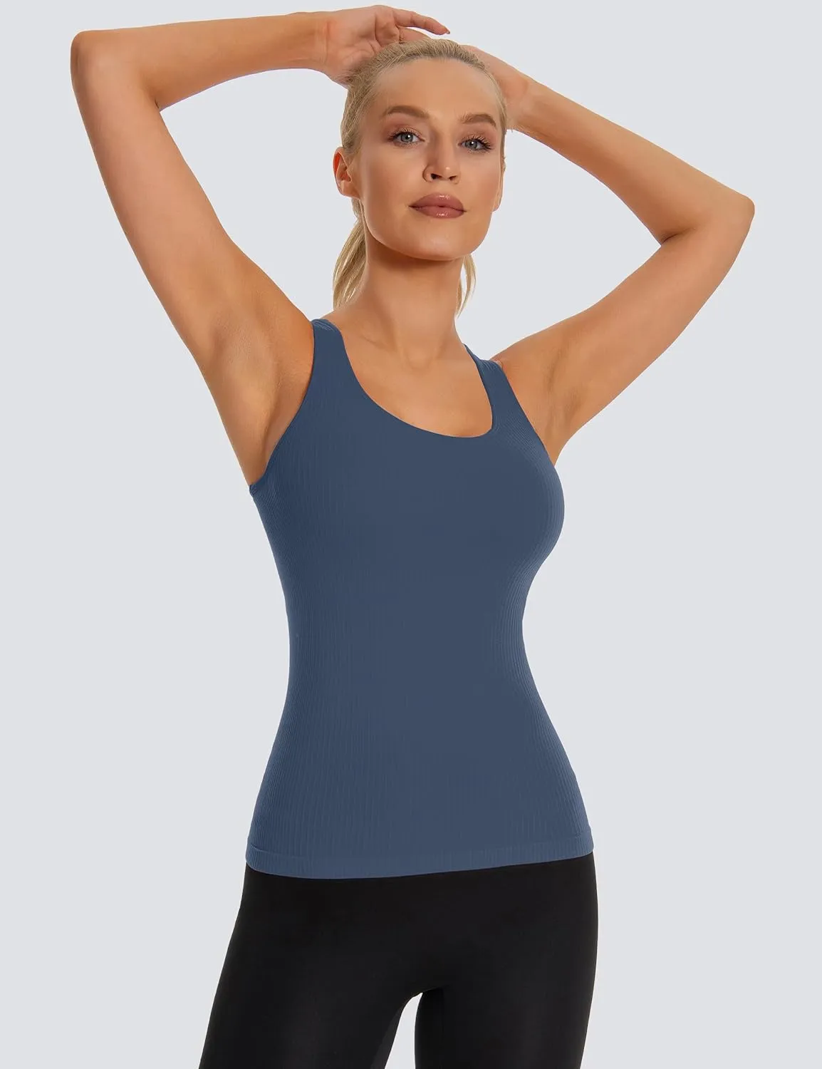 MathCat Seamless Workout Tank Top for Women with Built in Bra, Padded Racerback Athletic Yoga Camisole