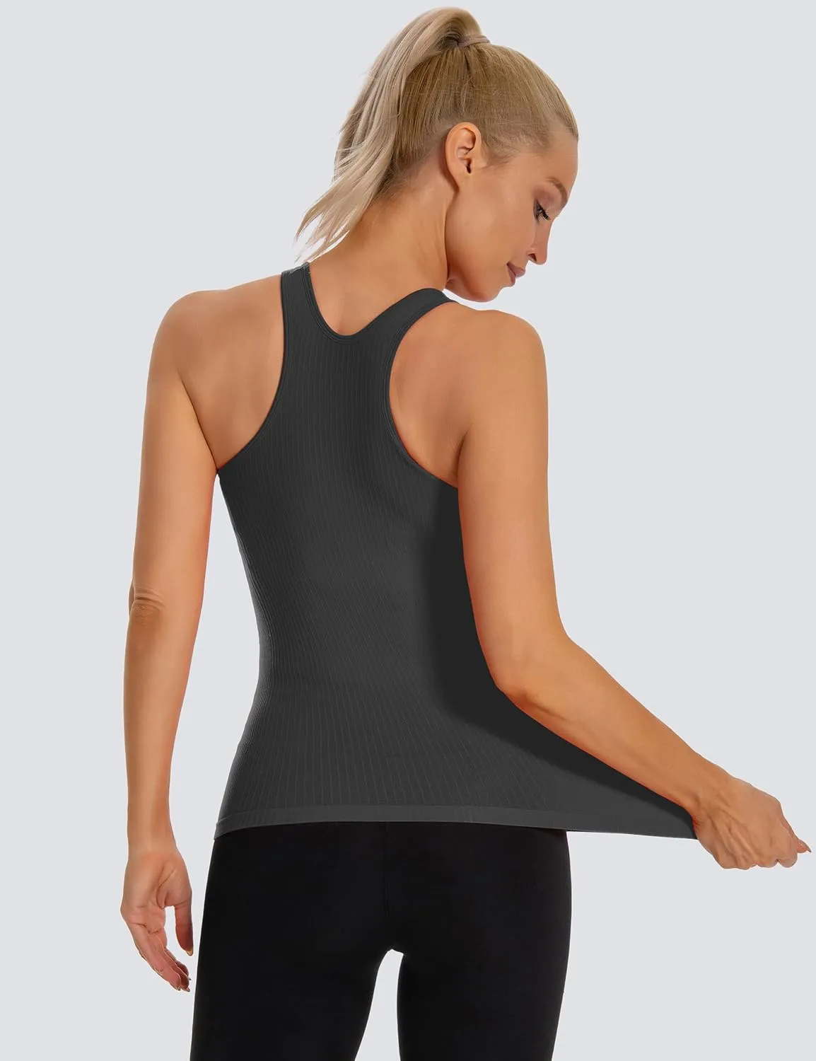 MathCat Seamless Workout Tank Top for Women with Built in Bra, Padded Racerback Athletic Yoga Camisole