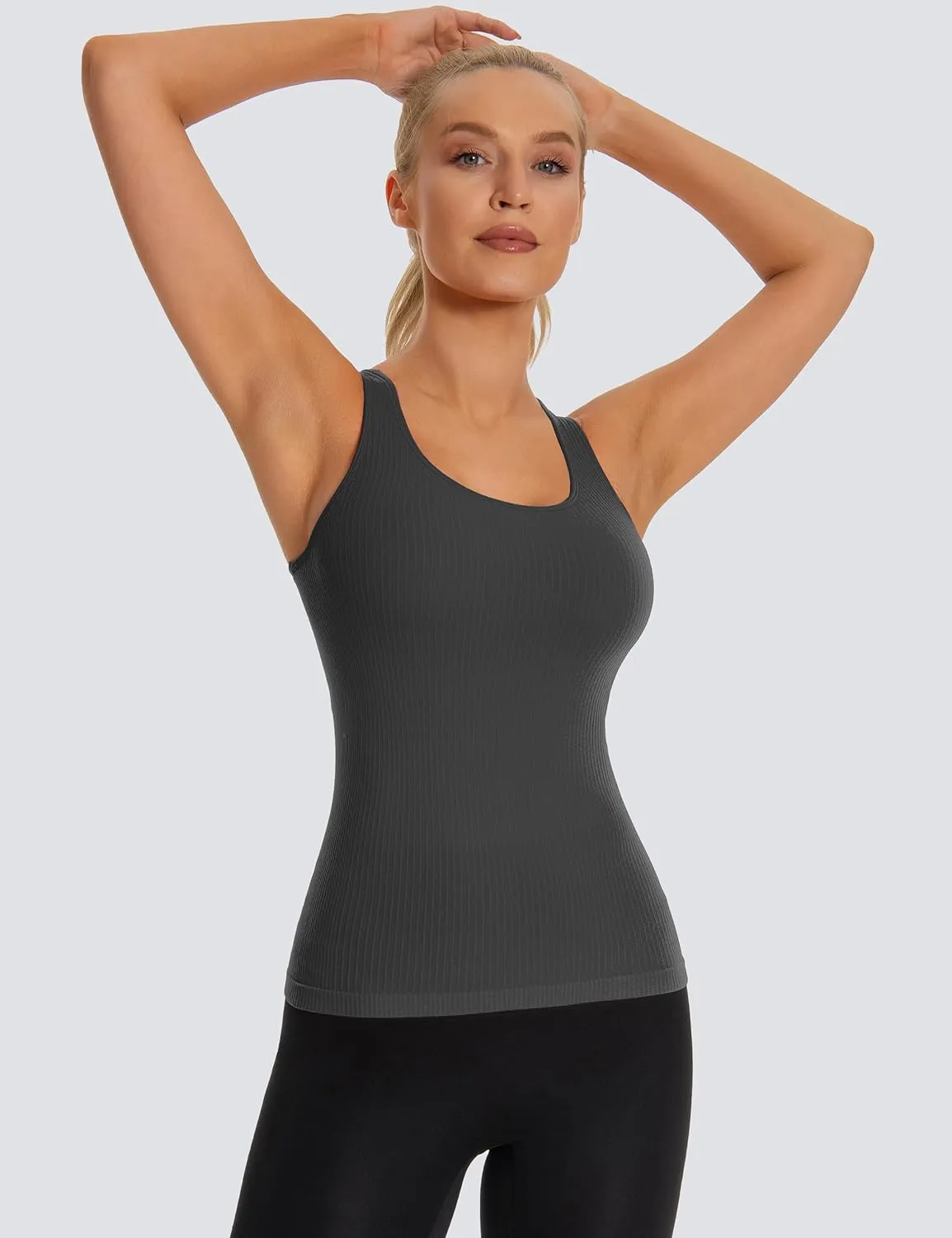 MathCat Seamless Workout Tank Top for Women with Built in Bra, Padded Racerback Athletic Yoga Camisole