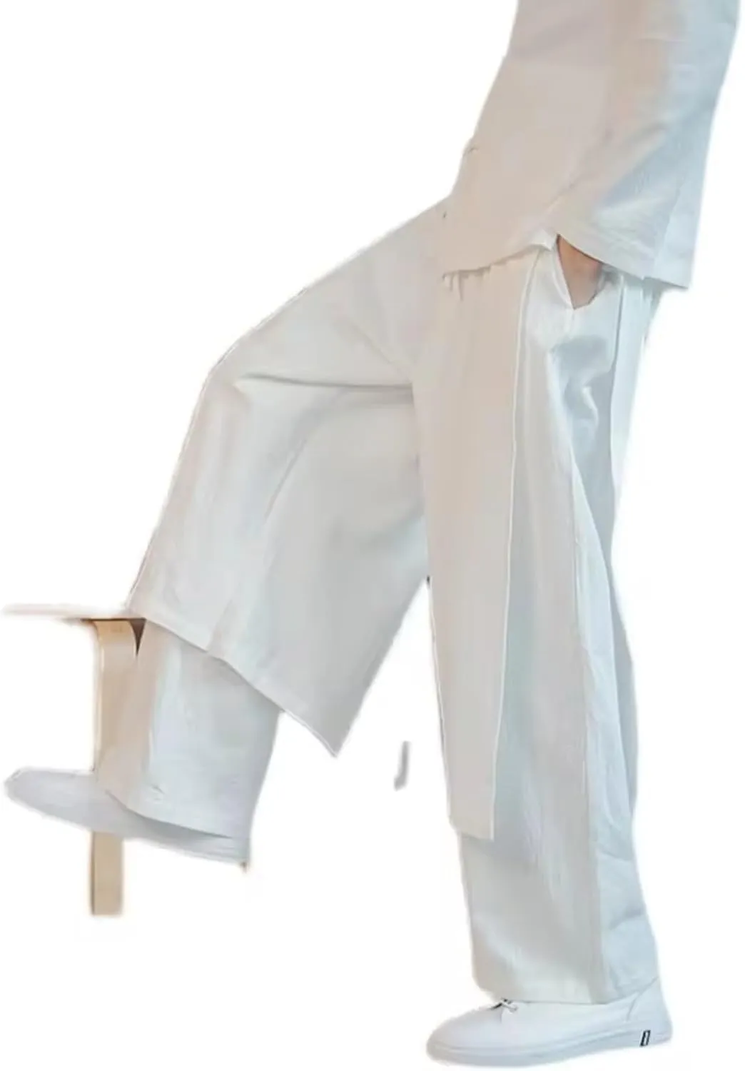 Men Patchwork Wide Bottom Pants Male Chinese East Style Harem Pants