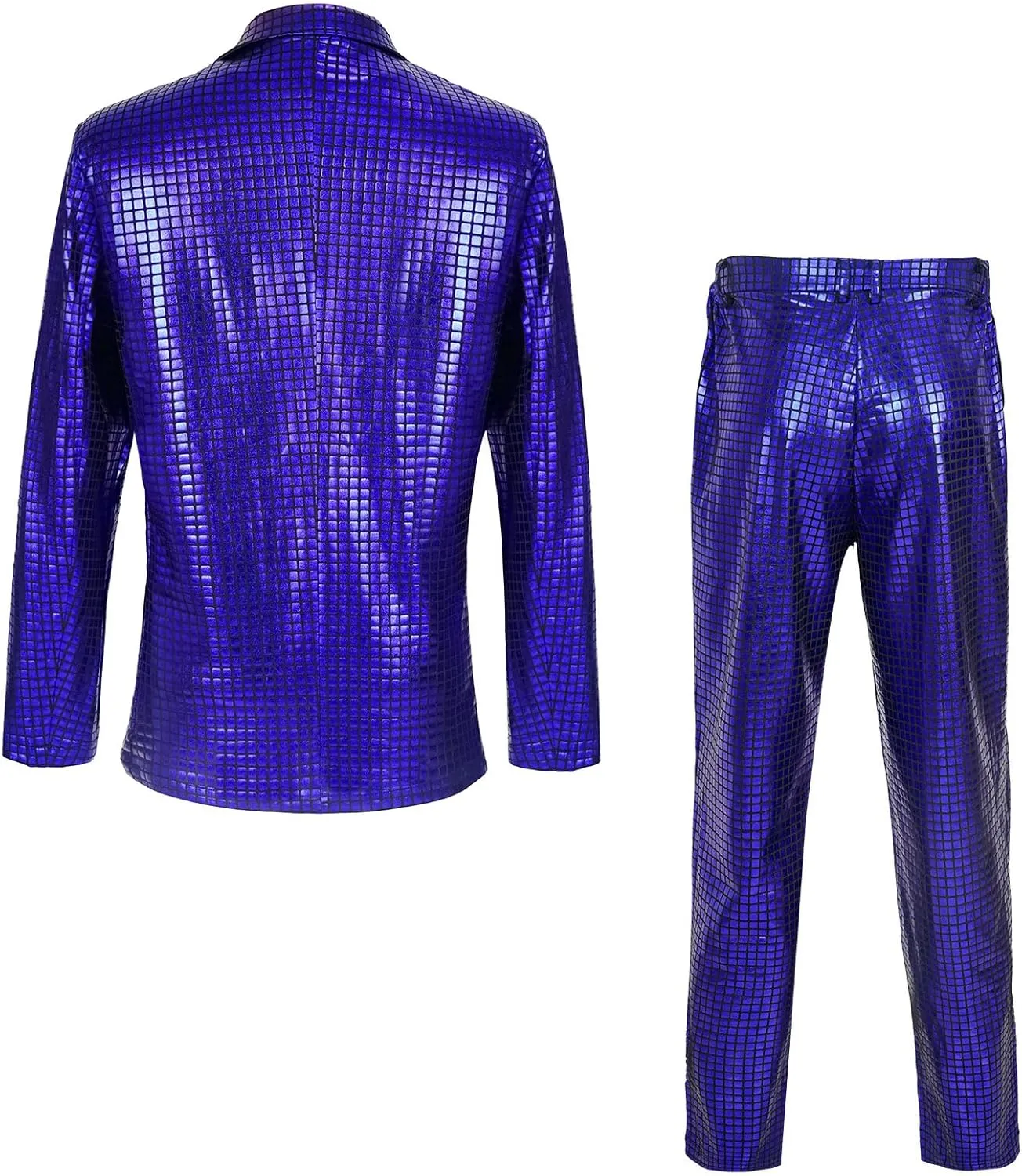 Mens 70s Disco Outfits Set Shiny Sequin Suit and Pants Halloween Costume