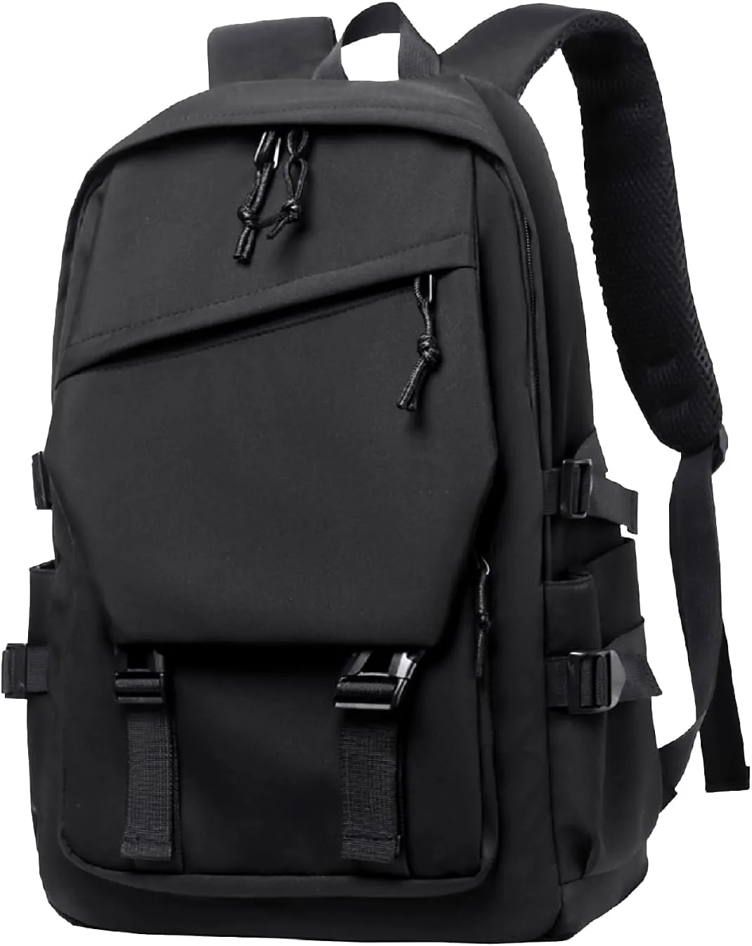 Mens and Womens Classic Large Capacity Backpack, Durable Fabric, Multiple Pockets, Adjustable Straps, Waterproof, Fits 15.6-Inch Laptop for Work and Travel (Black)