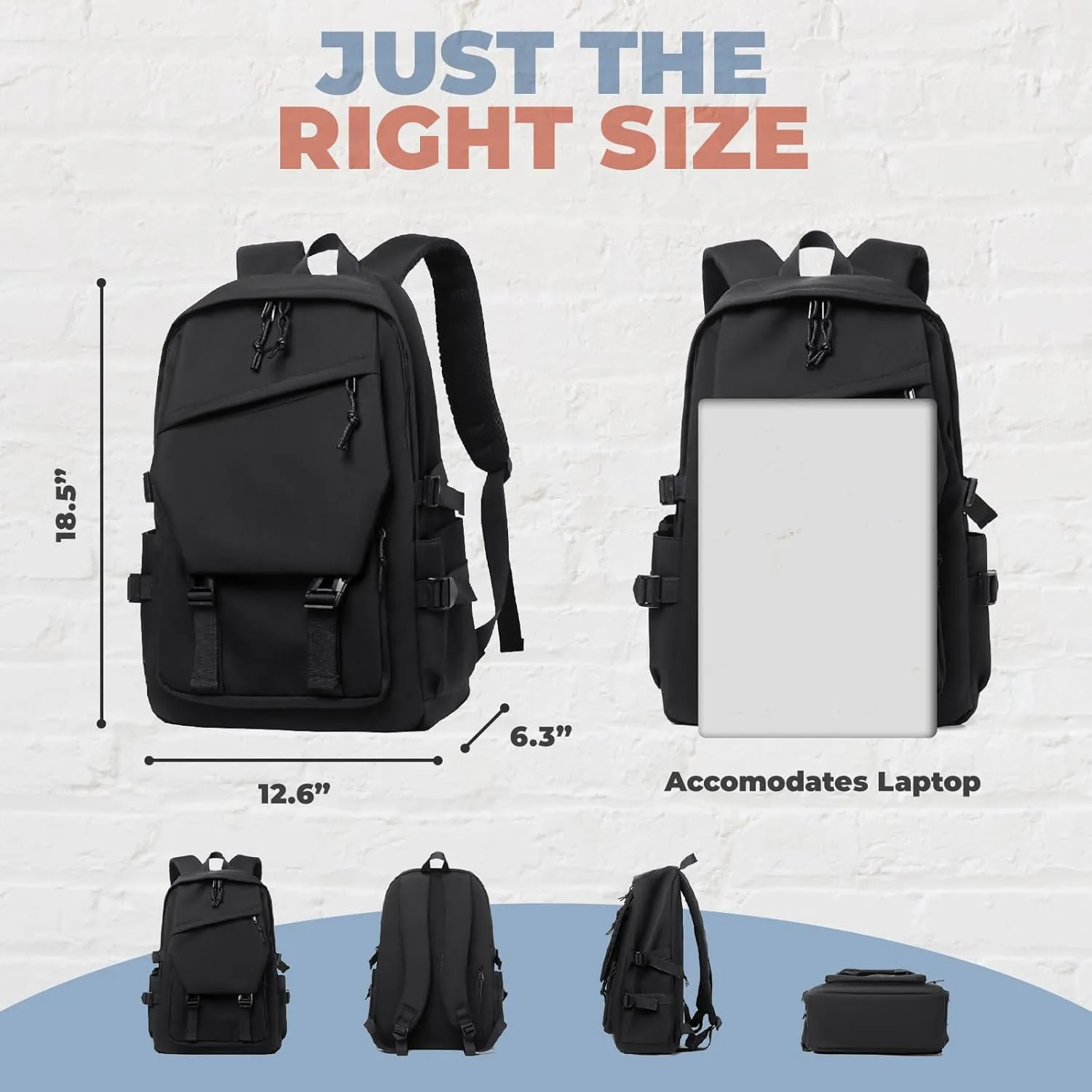 Mens and Womens Classic Large Capacity Backpack, Durable Fabric, Multiple Pockets, Adjustable Straps, Waterproof, Fits 15.6-Inch Laptop for Work and Travel (Gray)