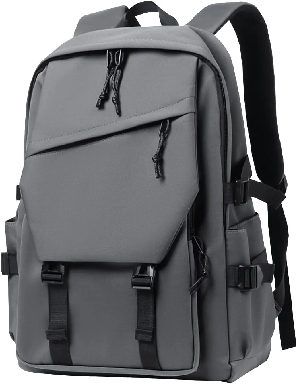 Mens and Womens Classic Large Capacity Backpack, Durable Fabric, Multiple Pockets, Adjustable Straps, Waterproof, Fits 15.6-Inch Laptop for Work and Travel (Gray)