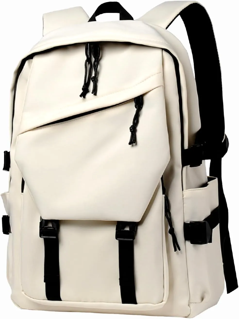 Mens and Womens Classic Large Capacity Backpack, Durable Fabric, Multiple Pockets, Adjustable Straps, Waterproof, Fits 15.6-Inch Laptop for Work and Travel (Ivory)