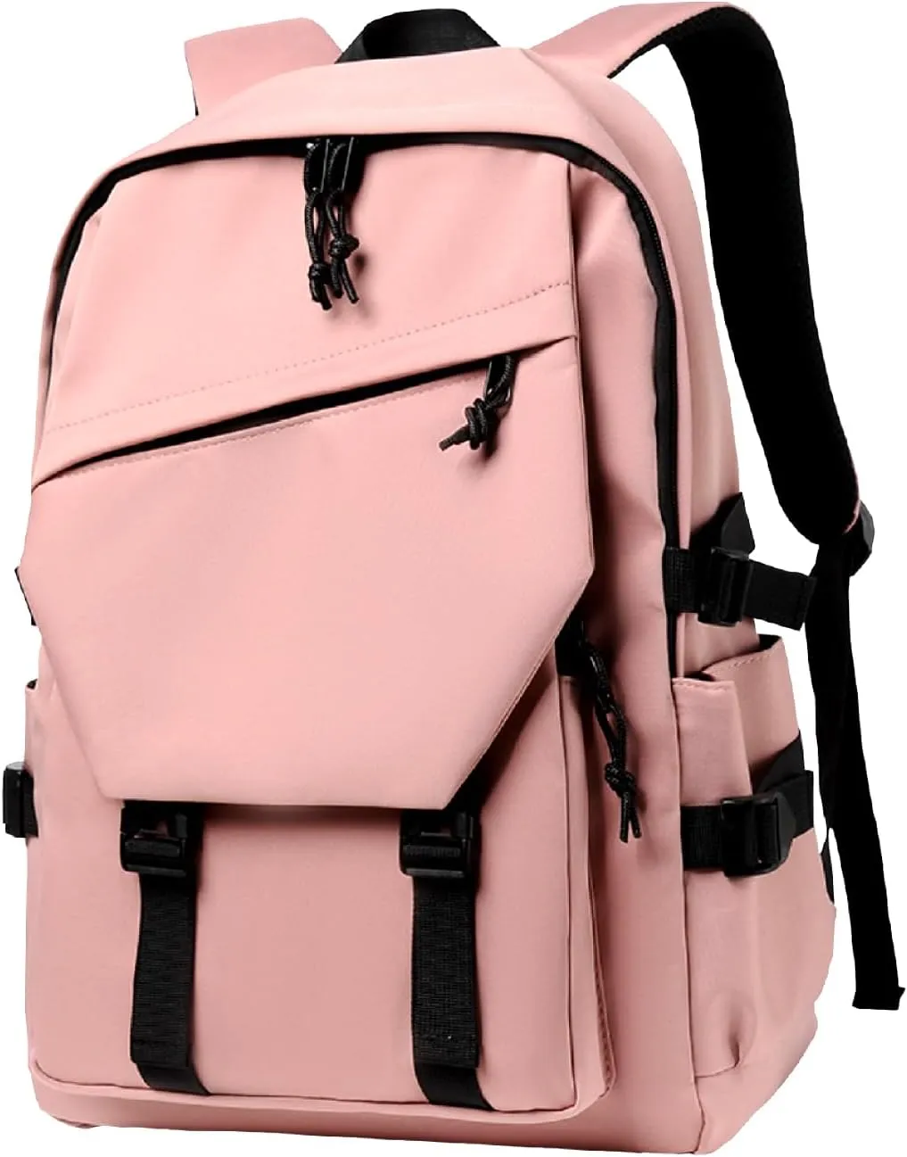 Mens and Womens Classic Large Capacity Backpack, Durable Fabric, Multiple Pockets, Adjustable Straps, Waterproof, Fits 15.6-Inch Laptop for Work and Travel (Pink)