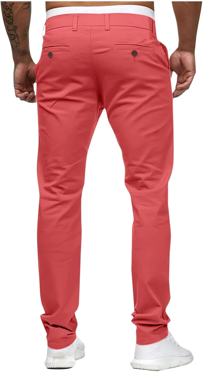 Men's Chino Pants Slim Fit Stretch Comfy Lightweight Dress Pants Skinny Straight Formal Pants Casual Business Trousers